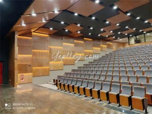 Comparison of the original CAD drawing and the factory-designed chair auditorium seating layout plan for efficient space use.