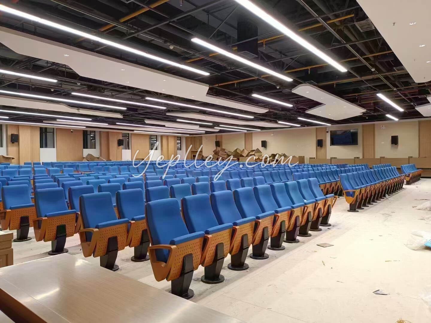 modern single leg auditorium seating without writing tablet