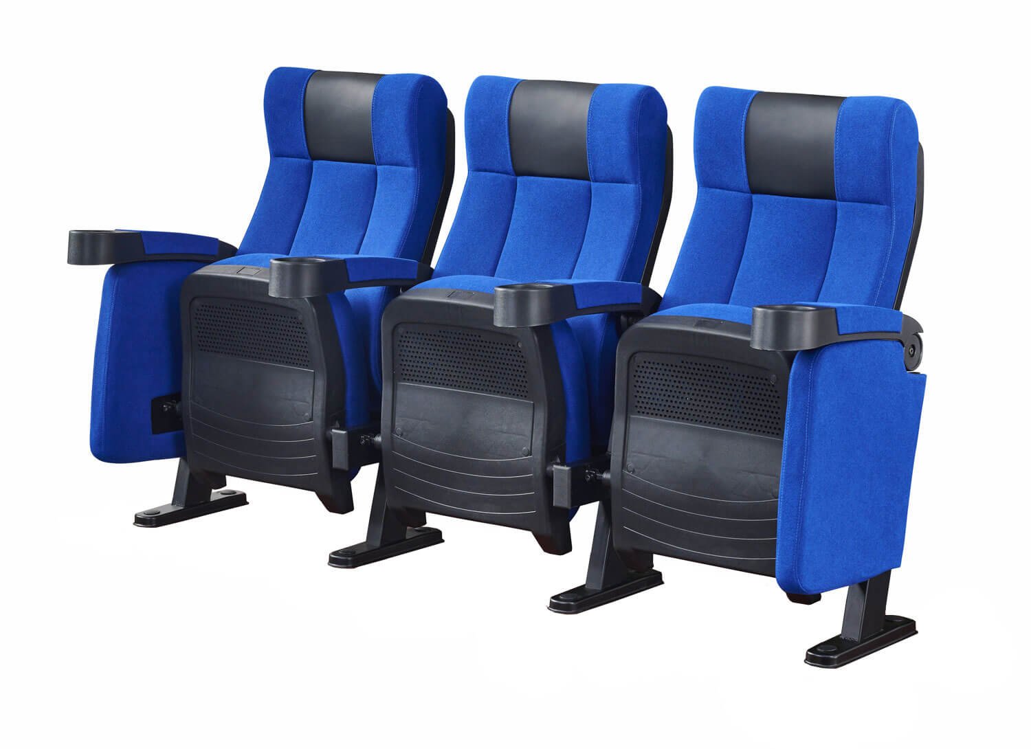 Budget cinema chair with cup holder and black steel legs