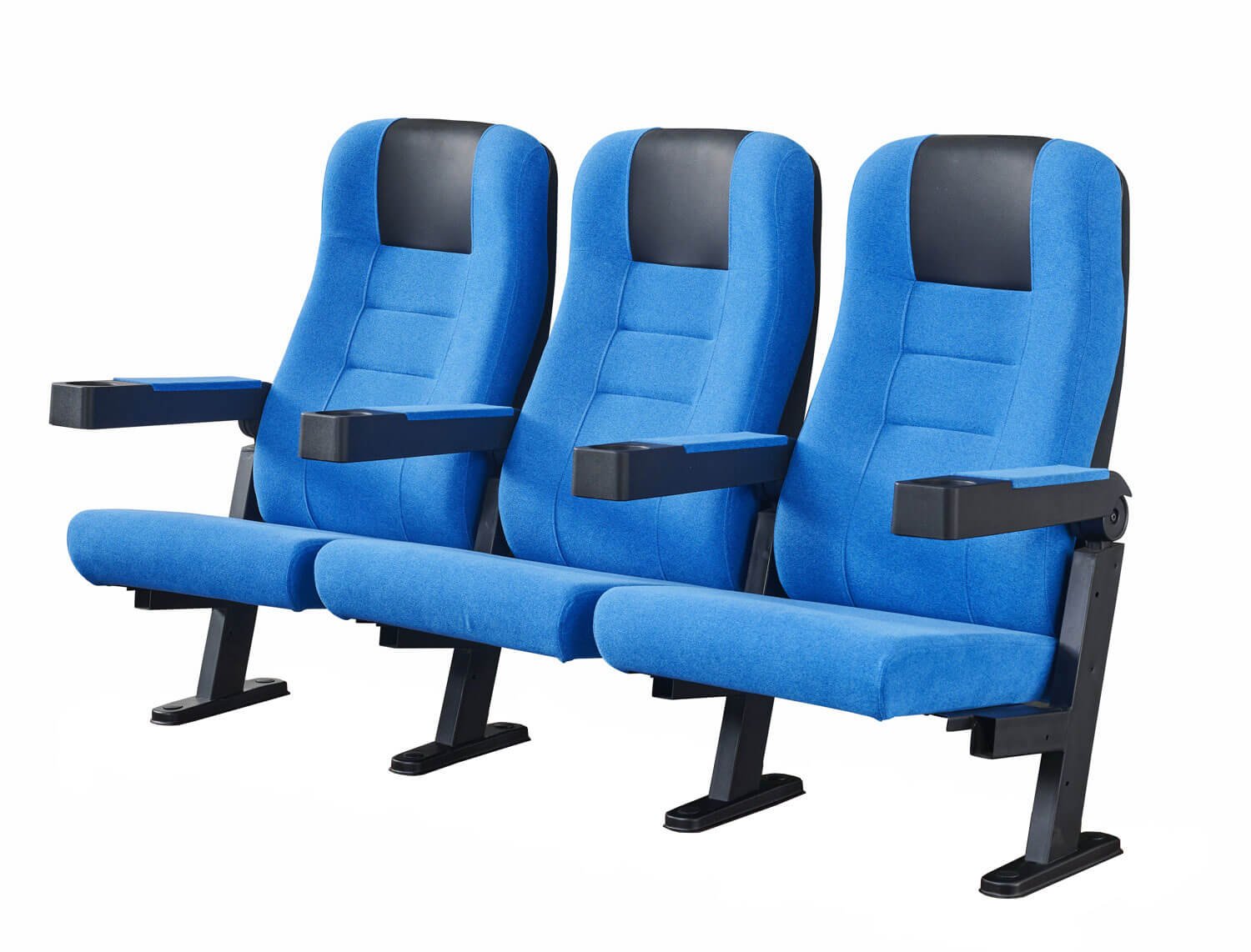 Cinema seat with custom fabric color and black steel legs