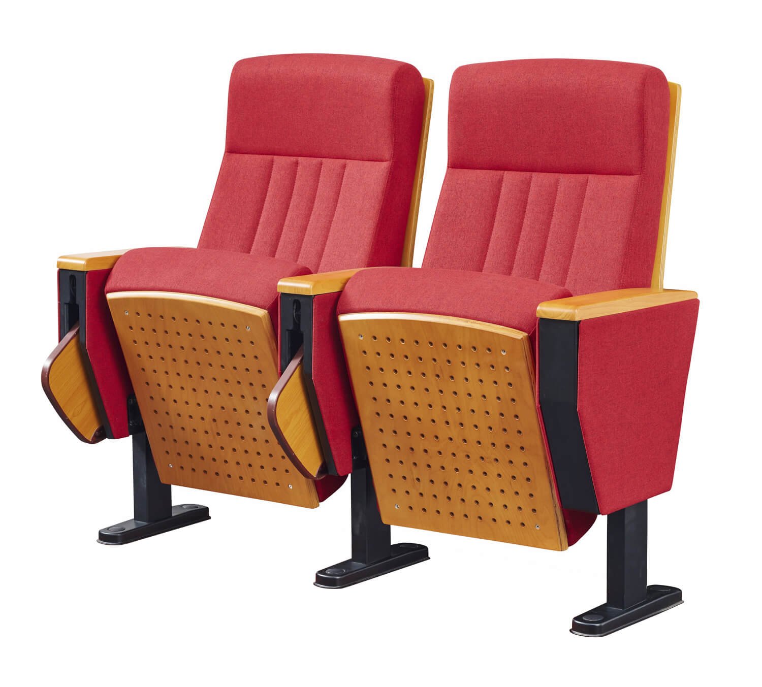 Durable lecture hall chair with molded foam and fireproof fabric