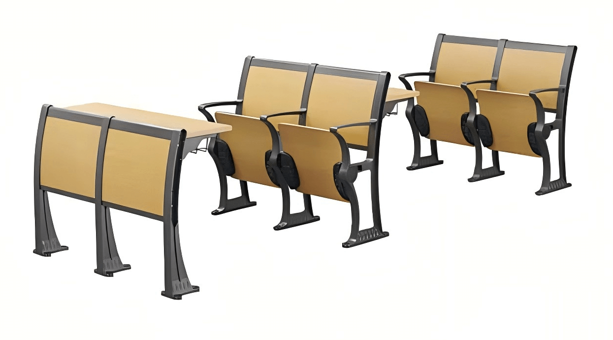 Fireproof laminated wood auditorium chair with writing tablet