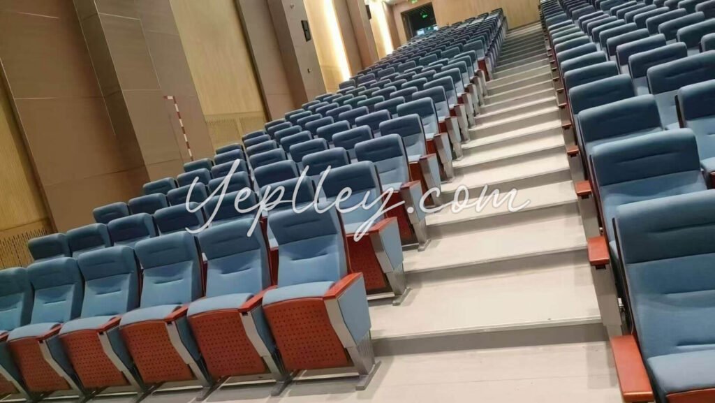 High-density molded foam auditorium chair with custom fabric color