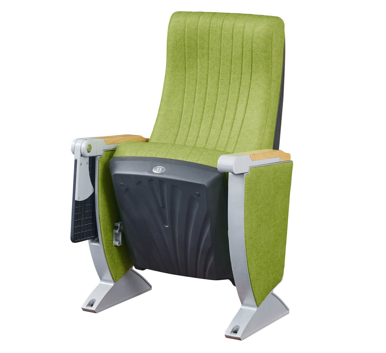 Patented auditorium chair with front swivel tablet