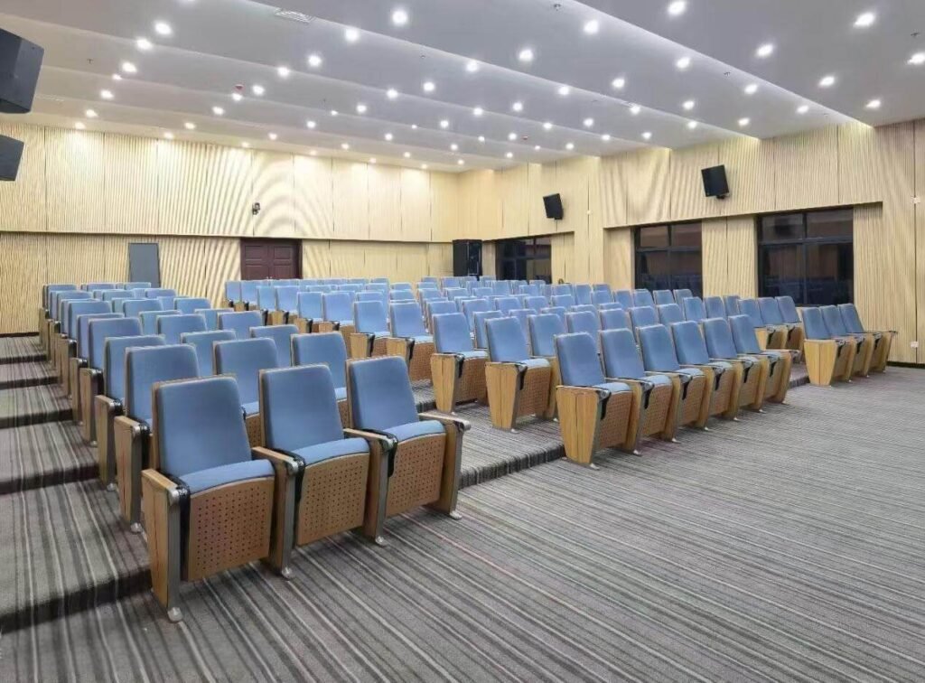 Auditorium seating with folding desk installed in Nanning conference hall