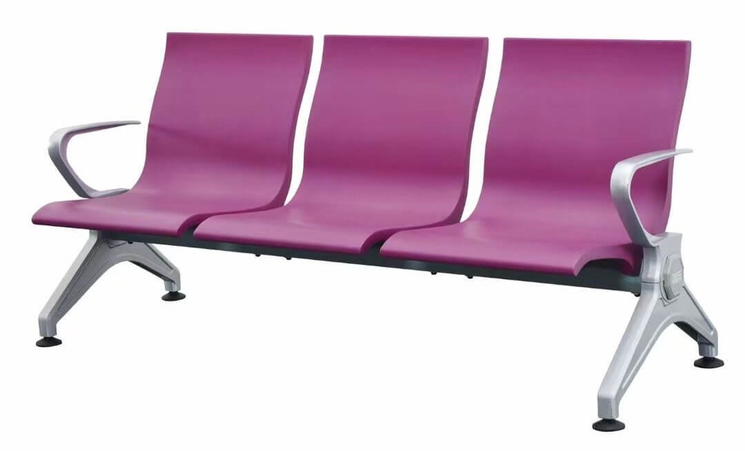 Row seating for airport with molded PU seats and aluminum legs