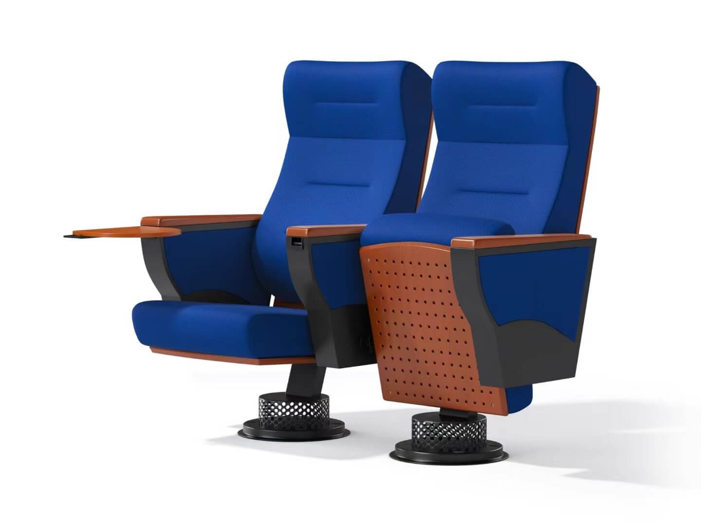 Audience seating ron single-leg chair with plywood seat and back optional writing tablet