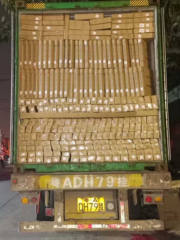 Container truck loading at factory gate for airport bench China export