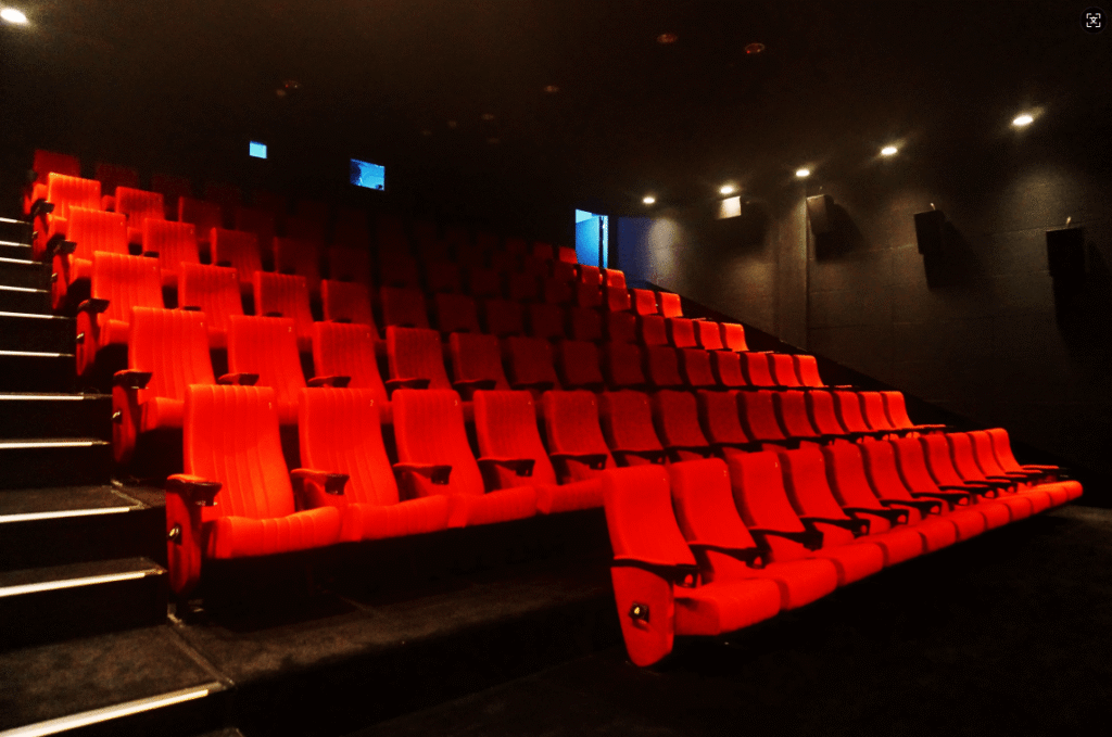 a image shows cinema chairs