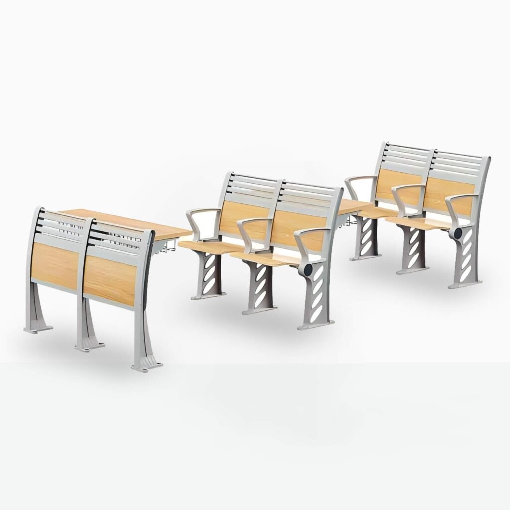 Fixed writing tablet mounted to the side of the chair, stable and durable