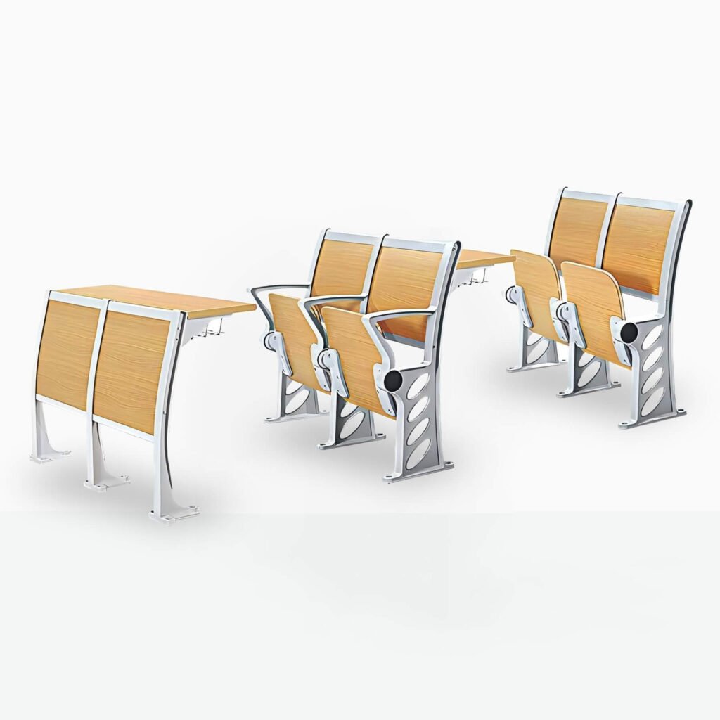 Modular lecture chair with optional armrest and desk