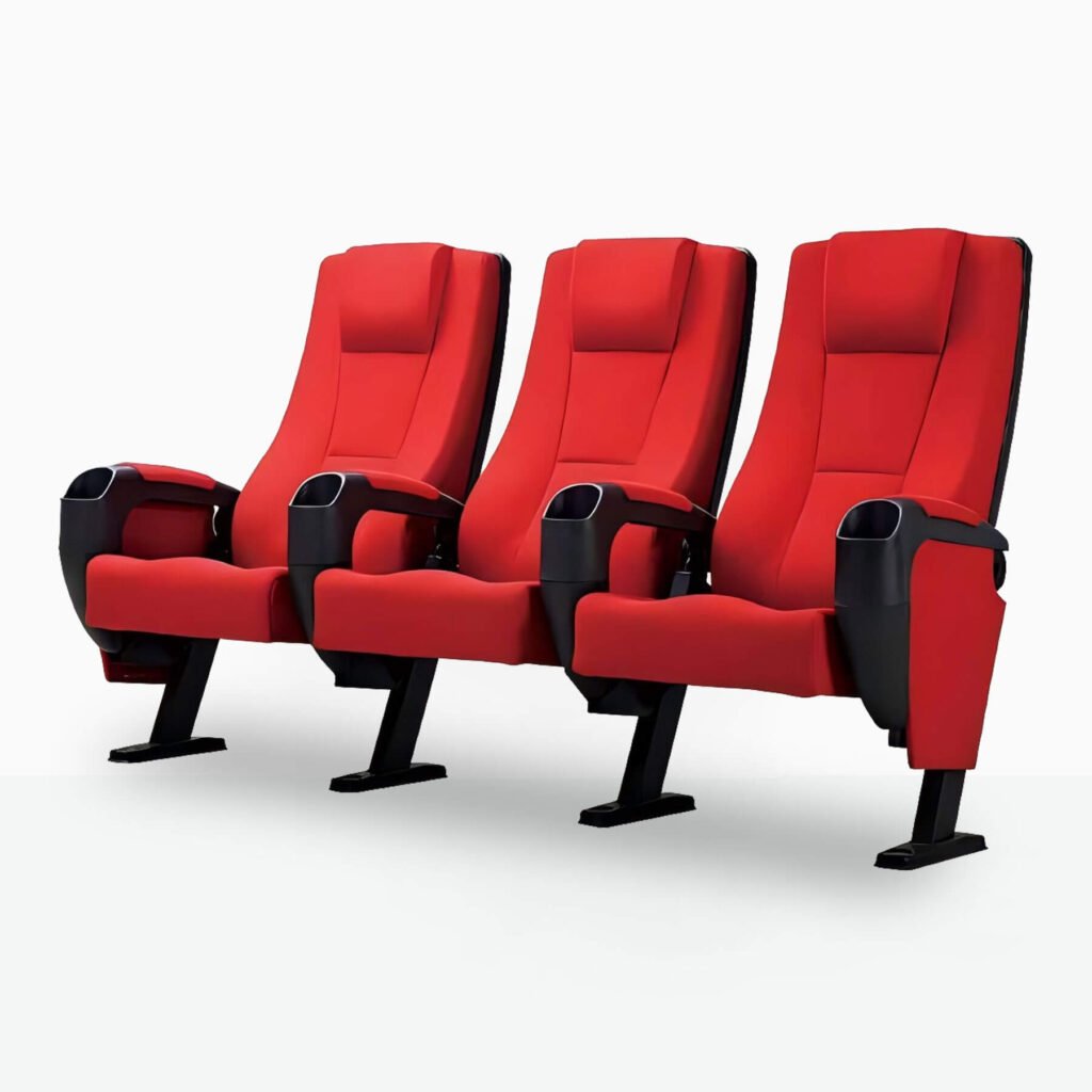 Reclining fixed cinema chair with space-saving design
