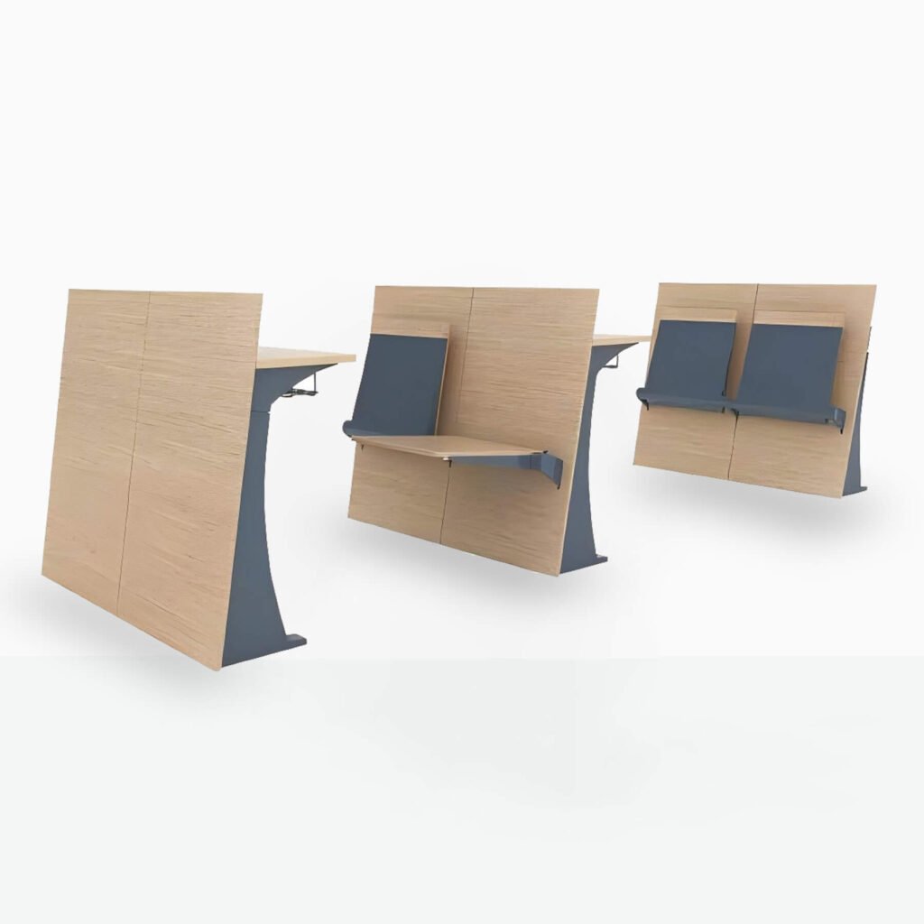 Tiered classroom chair with rear desk