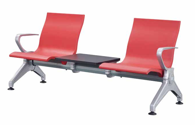 2-seater railway station waiting chair with middle tea table design