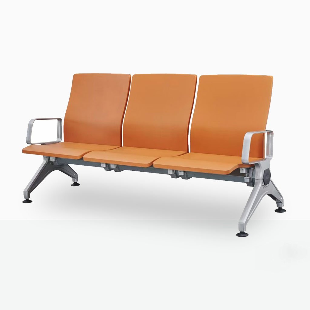 3-seater waiting area bench seating with optional armrests for airports and stations