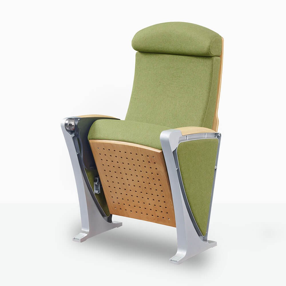 Fixed auditorium seating with aluminum alloy base and wooden outer shell Yeplley