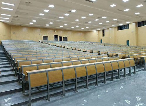 Large lecture hall seating installation in Qingdao, Shandong, China, over 800 seats arranged in rows