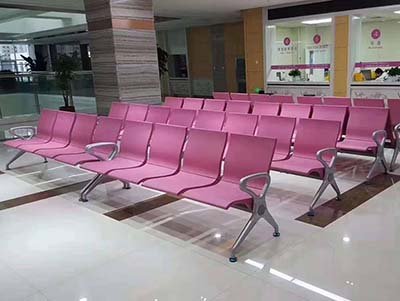 Newly installed hospital waiting room chairs in Zhanjiang hospital lobby