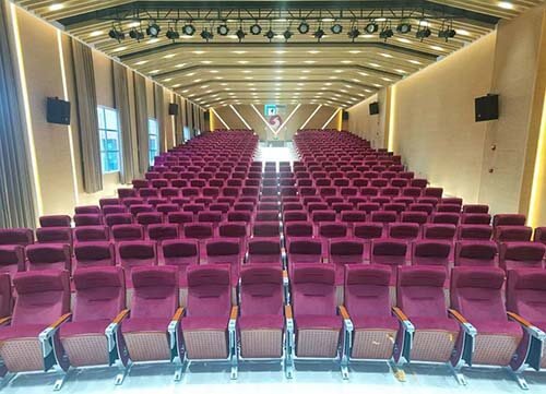 School tables and chairs installed in Guangzhou Phoenix Bilingual Middle School auditorium
