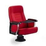 Durable lecture hall seating in fabric or leather upholstery