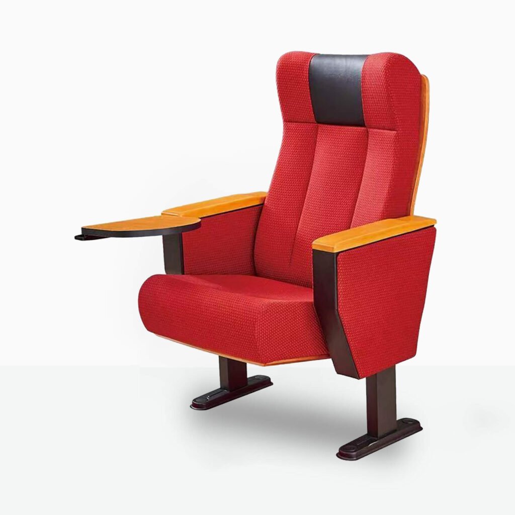 Theater chair for sale with iron double legs and front writing tablet