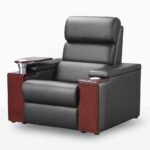 VIP cinema seating in multiple rows with premium leather finish