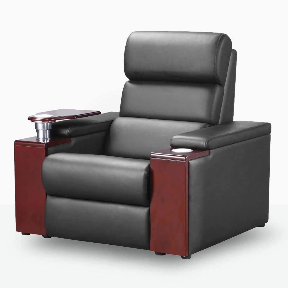 VIP cinema seating in multiple rows with premium leather finish