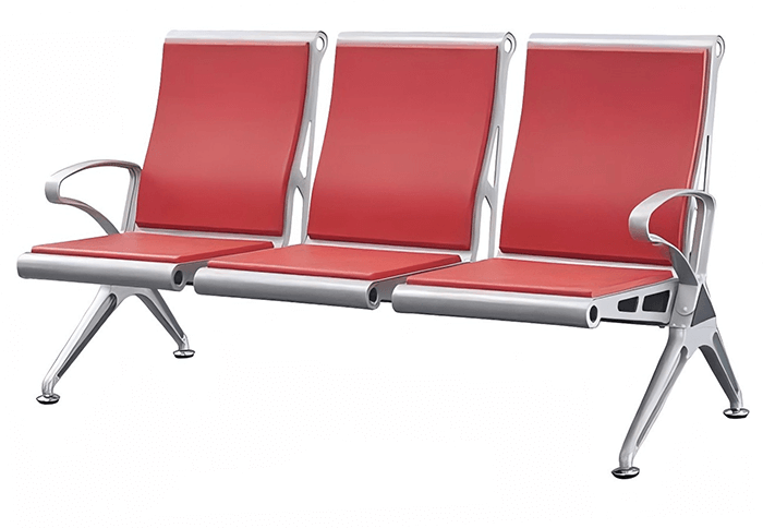 3-seater airport seating with aluminum armrests in waiting area